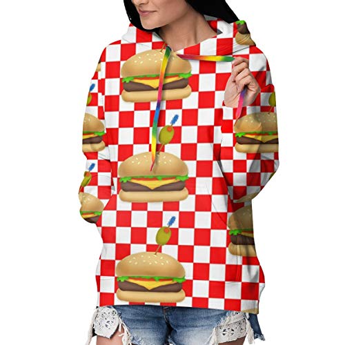 Preisvergleich Produktbild ruziniujidiangongsi Custom Womens Hoodie Sweatshirt Pullover Gourmet Cheeseburger On Casual Hooded Tops