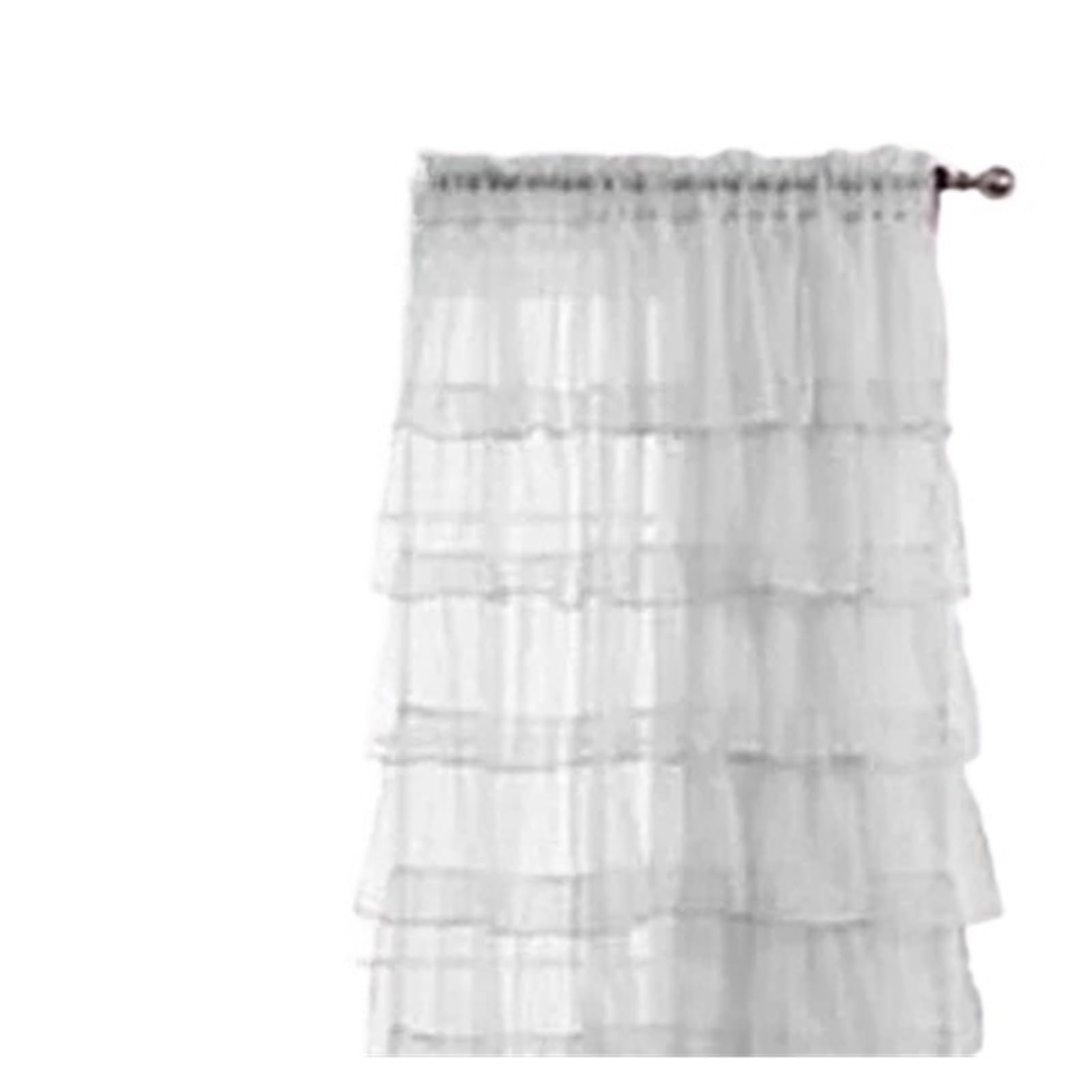 HEUchuan Ruffled Curtains Sheer Voile Tulle Window Curtains, One Panel, Maiden Ruffle Style, Treatments(Light Grey,ROD-POCKET_80CM BY 150CM)