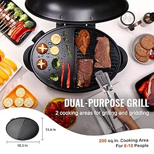 VEVOR Indoor/Outdoor Electric Grill, 1800W 200sq.in Electric BBQ Grill with Zone Grilling Surface, Removable Stand, Non-stick Patio Grill with Adjustable Temperature for Party Camping Yard VEVOR IndoorOutdoor Electric Grill 1800W 200sqin Electric BBQ Grill with Zone Grilling Surface Removable Stand Non stick Patio Grill with Adjustable Temperature for Party Camping Yard