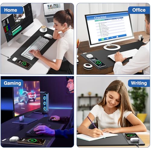 Image of Magnetic Wireless Charging Mouse Pad, 27.5 inchx11.8 inch in, Black