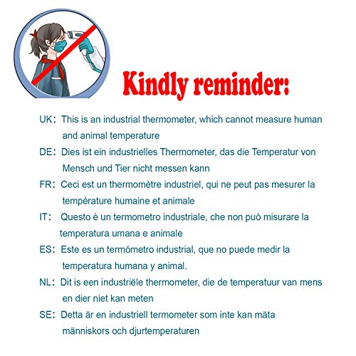 Termómetro Infrarrojo (Termómetro no humano) Pistola de Temperatura Láser Digital Sin Contacto -58~1112 ℉ (-50 ℃~600 ℃) Emisividad Ajustable Cocinar/BBQ/Congelador - Termómetro Carne Incluido