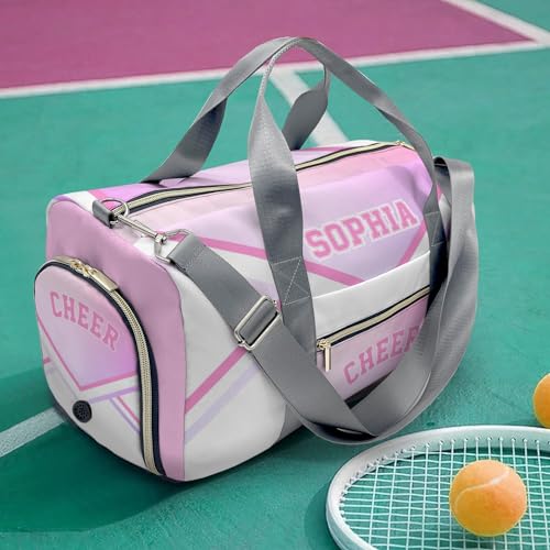 Personalized Custom Cheer Pink Cheerleader Travel Duffel Bag Large Capacity Multifunctional Sports Daypack with Name4