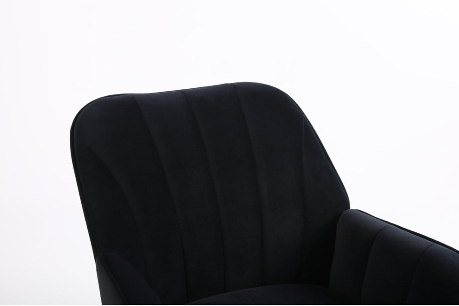 Modern Plush Teddy Fabric Accent Armchair with Golden Legs, Ergonomic Adjustable Height Living Room Seating, Comfortable Lounge Chair for Bedroom and Home Interior Decor, Sturdy Iron Frame (Black)