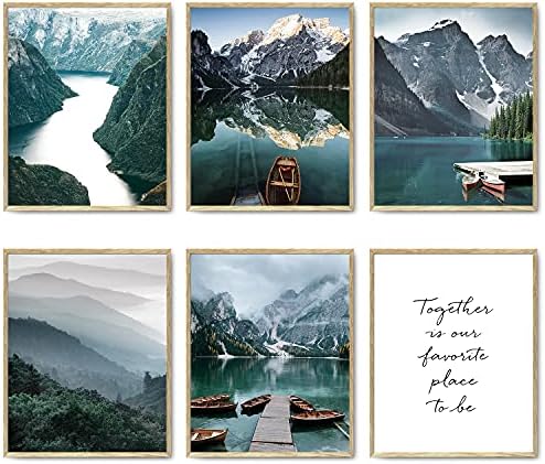 Scandinavia Travel Wall Art Prints Set of 6 Mountain Pictures Wall Decor Natural Landscape Photography Poster Canvas Print Wall Art Pictures Living Room Decor Home Decor (8"x10" UNFRAMED)