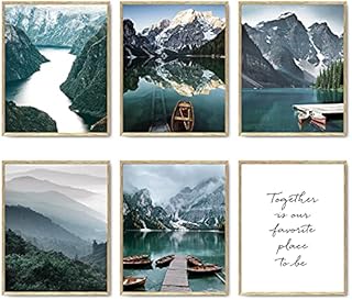 Scandinavia Travel Wall Art Prints Set of 6 Mountain Pictures Wall Decor Natural Landscape Photography Poster Canvas Print Wall Art Pictures Living Room Decor Home Decor (8"x10" UNFRAMED)