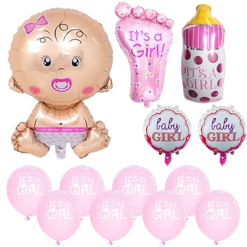 Globos decorativos para baby shower, para niñas, globos de género reveal, globos de papel de aluminio para recién nacidos, decoración de fiesta de baby shower, bautizo para niñas, globo aerostático de