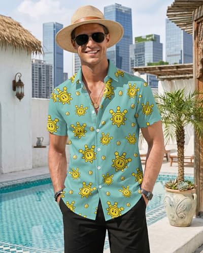 Image of 99TIMORO Fathers Movie Hawaiian Shirt for Men, Characters Button Down Short Sleeve Top, Summer Beach Gifts