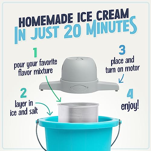 Nostalgia Electric Ice Cream Maker - Old Fashioned Soft Serve Ice Cream Machine Makes Frozen Yogurt or Gelato in Minutes - Fun Kitchen Appliance - Blue - 4 Quart