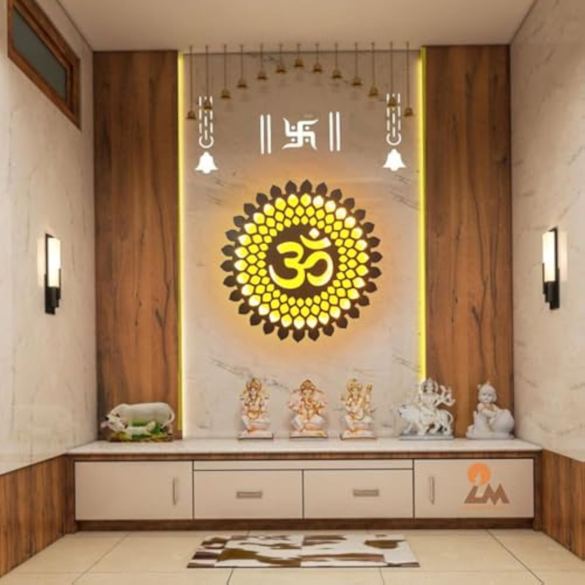 Wood Om Mandala Creation Wall Hanging Backlit Decor