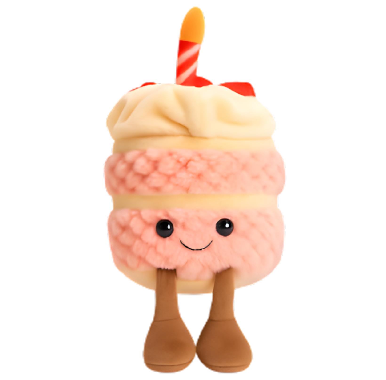 IAndhy 28CM Birthday Cake Plush Toy,Funny Soft Food Plushies Toy,Cute Smile Cake Pillow,Children's plush stuffed decorative gift