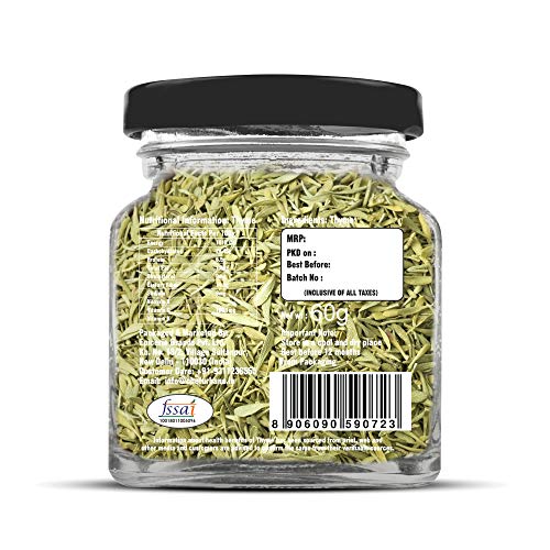 Image of Chef Urbano Thyme 50 g | 100% Natural | Premium Herbs and Spices | Flakes /Leaves | Glass Bottle (Pack of 2)