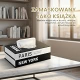 Dozownik na chusteczki, pudełko z książeczkami i zamknięciem magnetycznym - wielofunkcyjny organizer do domu, biura, na półkę - książka symulowana jako dekoracja, 27 x 17 x 9 cm