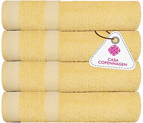 Casa Copenhagen Solitaire Luxury Hotel & Spa Quality, 600 GSM Premium Cotton, 4 Piece Large Bath Towel Set,71 X 140 cm - Yellow Irish