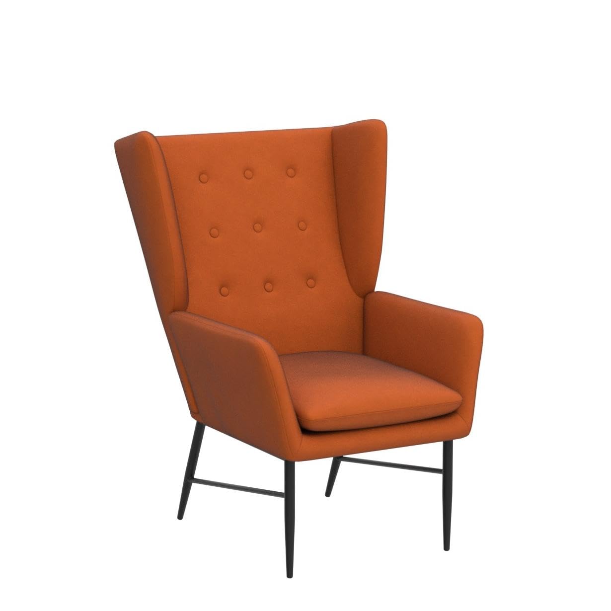 Wahson Sillón de Salón Relax Tapizado de Terciopelo con Reposabrazos Butaca de Ocio de Asiento Grueso con Patas Negras Metálicas para Sala de Estar/Balcón/Habitación(Naranja)