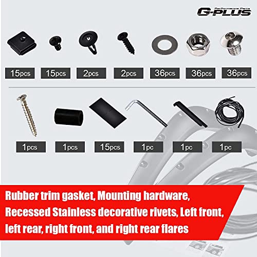 G-Plus Fender Flares, Compatible With 2004-2015 Nissan Titan Without Bedside Lockbox, Textured Black Pocket Rivet-Bolt Style Wheel Cover Protector Vent Trim 4Pcs #TOP5