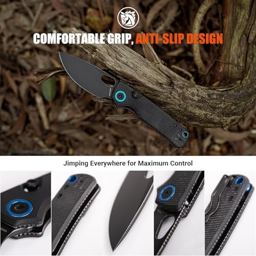 Image of Vosteed Porcupine EDC Folding Knife, 2.99'' 14C28N Steel Big Belly Blade, Top Liner Lock Micarta Handle - Lightweight Pocket knives for Men & Women Camping Hiking - A2601