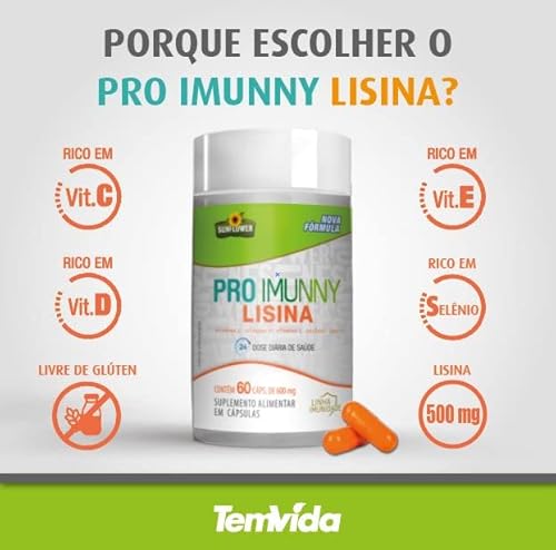 KIT 03 Pro Imunny L-Lisina 600mg 180 Cápsulas Imunidade Sunflower