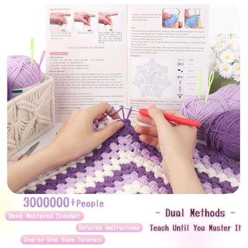 Image of Katech Crochet Kit for Beginners,Crochet Blanket Kits for Adults Learn to Crocheting Blanket Kit