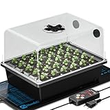 Hon&Guan Zimmergewächshaus Anzuchtkasten mit Pflanzlampe, Heizmatte mit Thermostat, Mini Verdicktem Gewächshaus Anzucht Set, Ohne Pflanzlampe