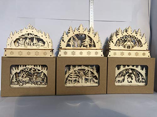 Mini Schwibbogen Auto 19 Expertic EIN Stück Mini Schwibbogen 1 LED 6fach Sortiert,15x1cm,...