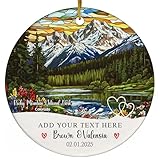 Personalized Rocky Mountain National Park,Colorado Travel - Custom Souvenir Gift for Couples - Stained Glass Design-Custom Couple Gift for Christmas, Anniversary, Wedding, Valentine’s Day