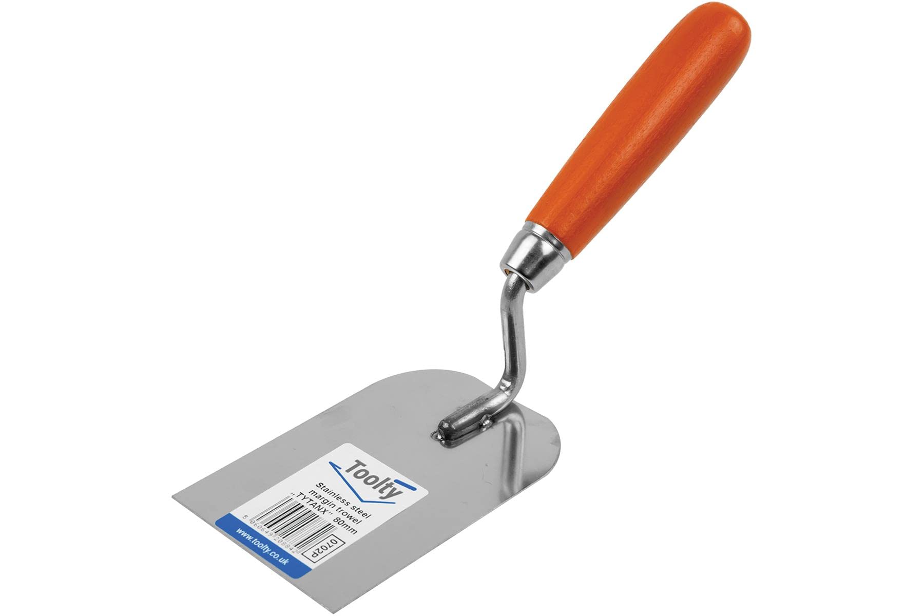 Toolty Stainless Steel Stucco Trowel, Wall Putty Trowel, Plastering Trowel, Finishing Trowel - 80mm - for Brickwork and Plastering - Wooden Handle, DIY - TLTY-0702P