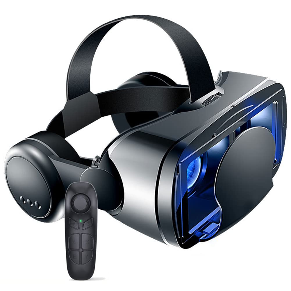 Casque de réalité virtuelle avec lunettes 3D VR avec télécommande pour films 3D & jeux VR Système de soins oculaires réglable pour les élèves Anti-Bluelight pour smartphones IOS & Android (Noir) (B)