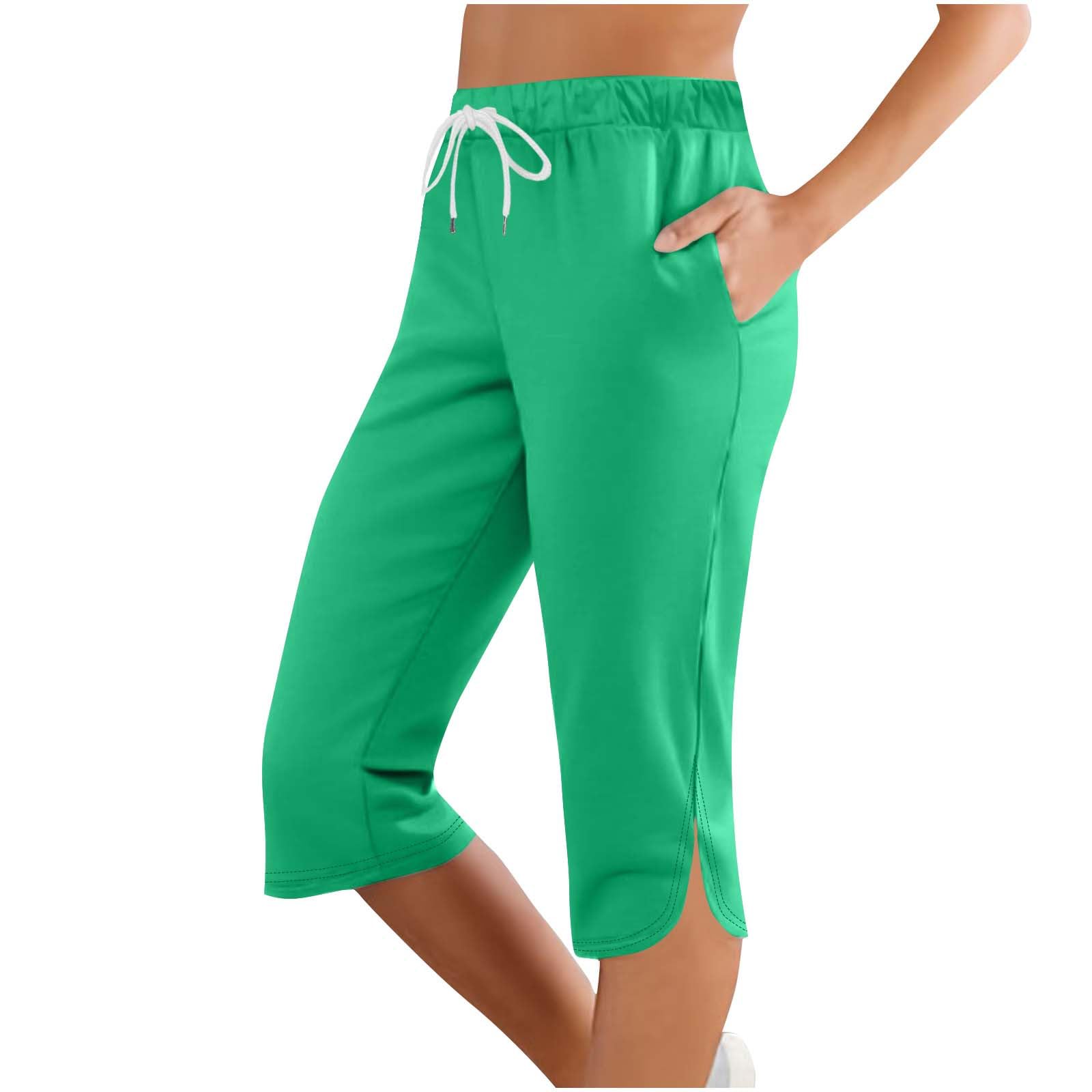 Women Capri Pants Summer Cut Out Side Casual Fashion Drawstring Soft Comfort Capris Workout Running Cropped Jogger — view 29