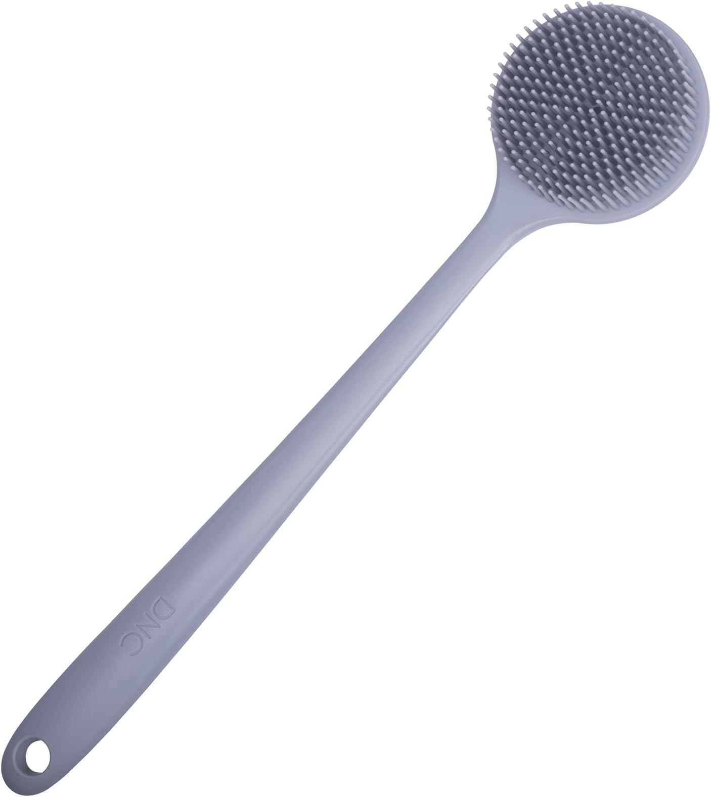 Silicone Back Scrubber for Shower Bath Body Brush with Long Handle (Gray)
