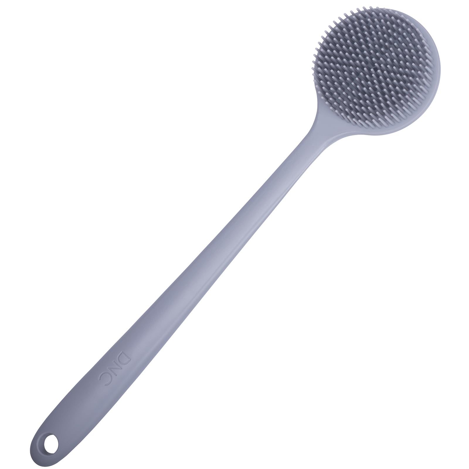 DNC Soft Silicone Back Scrubber Shower Bath Body Brush with Long Handle, BPA-Free, Hypoallergenic, Eco-Friendly (Grey)