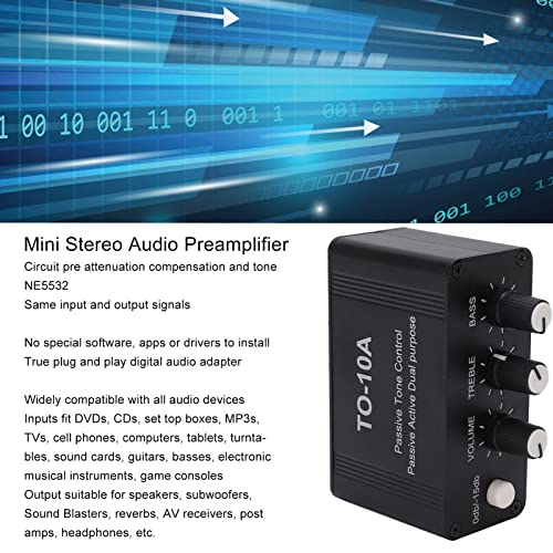 Mini Preamplificatore Audio Stereo con Controllo Tono EQ Passivo per Home Studio DJ