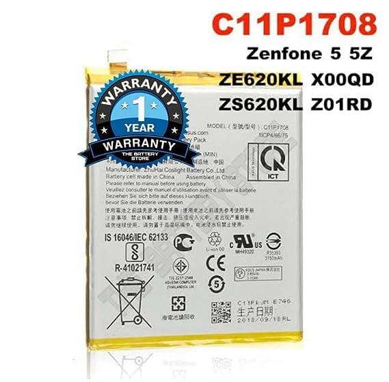 Image of THE BATTERY STORE Original C11P1708 Battery for Asus Zenfone 5 5Z ZE620KL Zenfone 5Z / ZE620KL X00QD ZS620KL Z01RD Battery with 1 Year Warranty** (NN76)