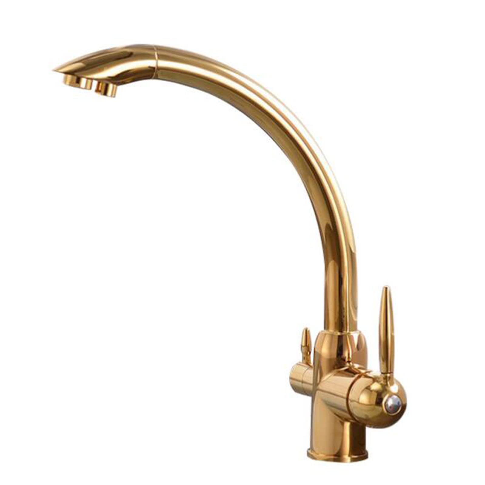 Robinet 3 voies cuisine eau pure laiton fini or mitigeur évier anti tartre