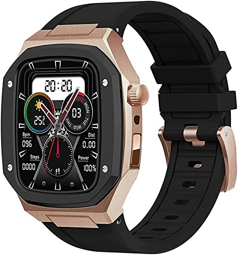 Kit de modification luxe en acier pour Apple Watch 44mm 45mm avec bracelet silicone