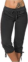 Vista 47 de Pantalones capri para mujer, estilo casual, de verano, elásticos, de cintura alta, pantalones de yoga, ajuste atlético, pantalones deportivos