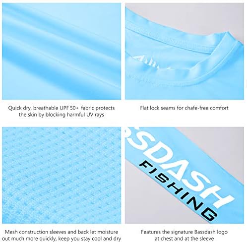 Bassdash Fishing T Shirts for Men UV Sun Protection UPF 50+ Long Sleeve Tee T-Shirt Sky Blue - 5