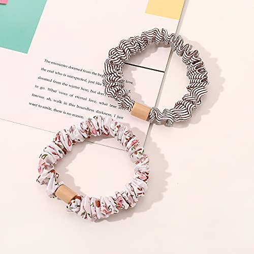 Image of Silk Hair Ties Satin Scrunchies - Small Mini Scrunchy for Women Thick Hair Accessories Cute Soft No Slip Hair Elastics Ponytail Holder for Curly Hair No Damage Hairties Gift for Girl