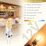 DiCUNO G4 LED Bulb, 2W (20W Halogen Replacement), 3000K Warm White, 12V AC/DC JC Type Bi-Pin Base Light Bulbs for Under Cabinet, Puck Light, Landscape Lighting, 200 Lumen Non-Dimmable, Pack of 10