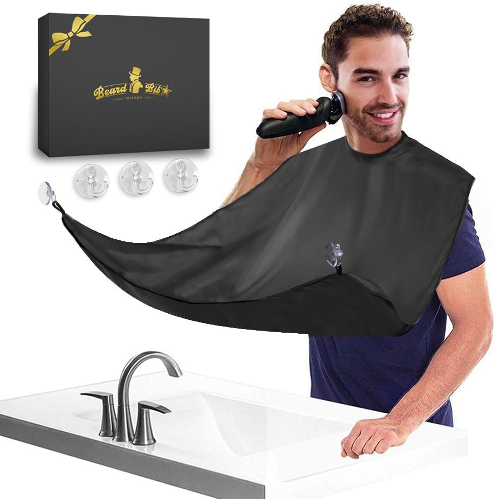 Gifts for Men, Beard Bib Apron , Large Beard Shaving Apron Cape with Suction Cups and Packing Pouch, Gifts for Dad Husband Boyfriend, Stocking Stuffers Christmas Gifts Father Day’s Gift Birthday Gift