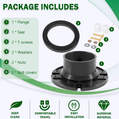 Image of 385345892 Toilet Socket Floor Flange 3 inch RV Toilet Flange + 385311652 RV Toilet Seal Kit RV Toilet Gasket Parts Compatible with Dometic Toilet