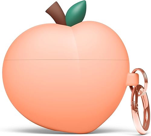 elago Funda Peach para AirPods 3, bonito diseño 3D para AirPods de 3ª generación 2021, silicona protectora con llavero, carga inalámbrica