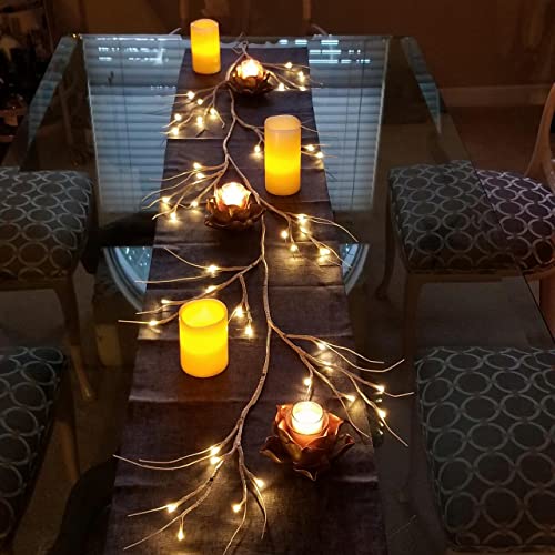 Garland-With-Lights Decorations Lighted-Birch-Garland Decor Table-White-Tree-Party-Mantle-Indoor-Outdoor Decorations 6Ft 48Led Vines-With-Lights For Thanksgiving-Christmas-Holiday And More … #TOP1