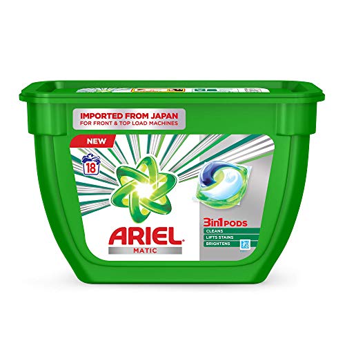 Ariel Matic 3in1 PODs Liquid Detergent Pack 18 Count for Both Front