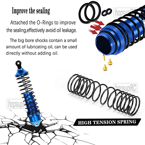 Hopsuprc Upgrades Part For 1/10 Slash/Stampede/Rustler/Hoss Vxl 4X4 4Wd,Big Bore Rc Shocks & Stainless Steel Drive Shaft Cvd Axles & Front Rear Suspension A Arm,Navy Blue #TOP4