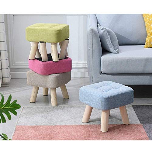 Tabouret bas en bois massif jaune NMDCDH petit banc de salon lavable taille S - 3