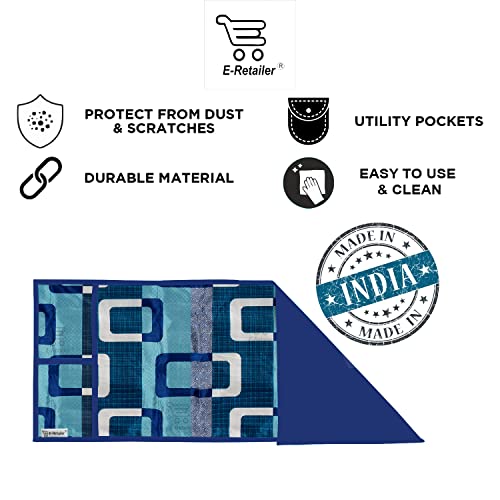 Image of Polyester 3-Layered Microwave Oven Top Cover With 4 Utility Pockets Suitable for Upto 30 Liter (Color- Blue, Size-36x14 Inches)