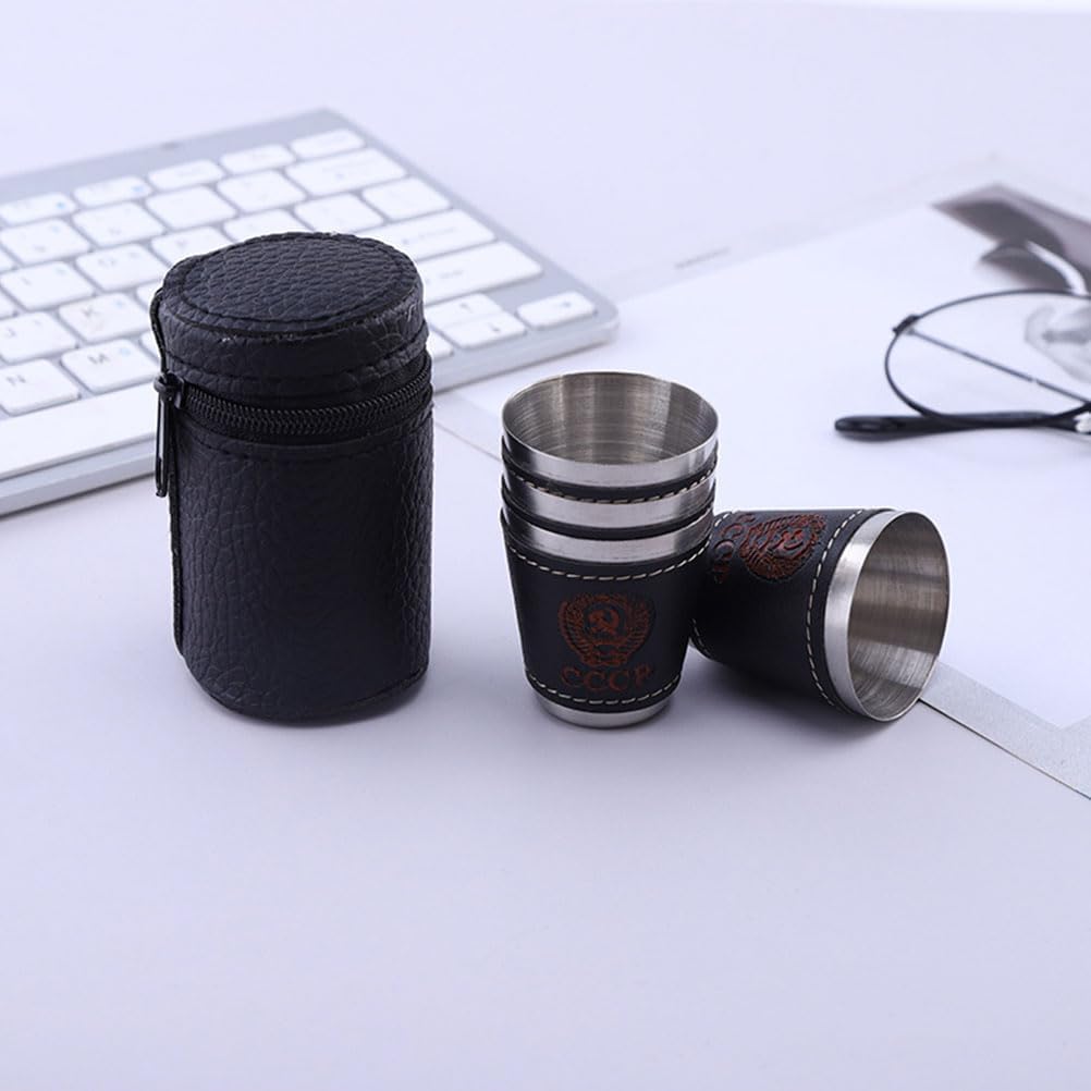 GANAZONO Small Stainless Steel Shot Cups 2Oz Mini Wine Tumblers Double Walled Stackable Portable Metal Cups for Camping Outdoor Bar Home Use