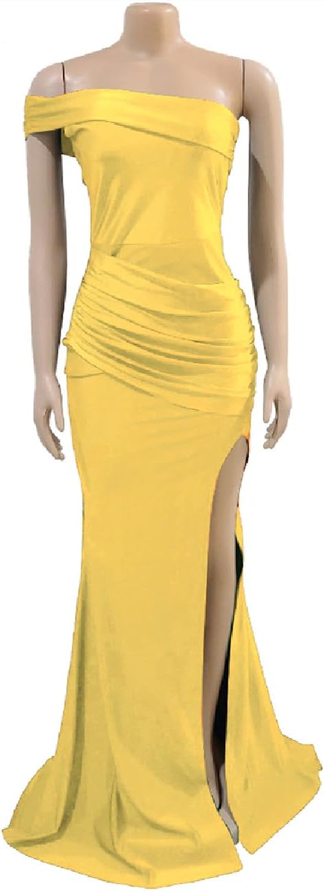 Womens Off Shoulder Sexy V Neck High Split Long Maxi Dress, Formal Cocktail Party Evening Gown Mermaid Dress - Image 4