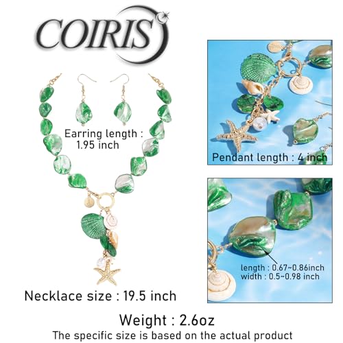 Image of Coiris Natural Seashell Choker Necklaces Earrings Jewelry Set for Women Starfish Shell Freshwater Pearl Collar Necklaces for Women Irregular Mother of Pearl Jewelry Set
