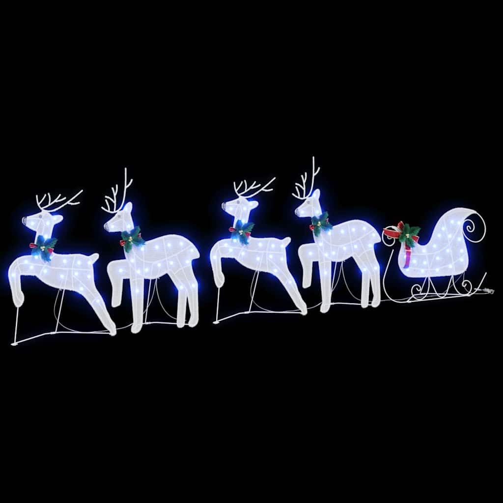 Set di 5 renne a LED in tessuto bianco, decorazione natalizia con figure luminose USB, per interni ed esterni, decorazione festiva